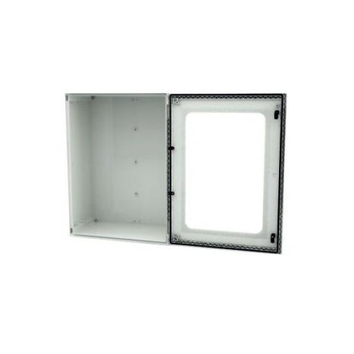RS PRO Nástěnná krabice IP66 Polyester vyztužený skelnými vlákny Světle šedá 500 mm Průhledné dveře 600 mm 230 mm