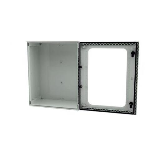 RS PRO Nástěnná krabice IP66 Polyester vyztužený skelnými vlákny Světle šedá 600 mm Průhledné dveře 800 mm 300 mm