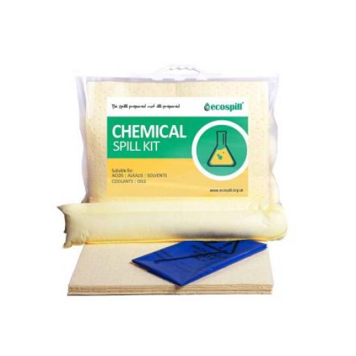 Sada na rozlité kapaliny 15 L, obsah sady: Podložka x 10, Sock x 1, Odpadní sáček a Kravata x 1 pro Chemikálie Ecospill