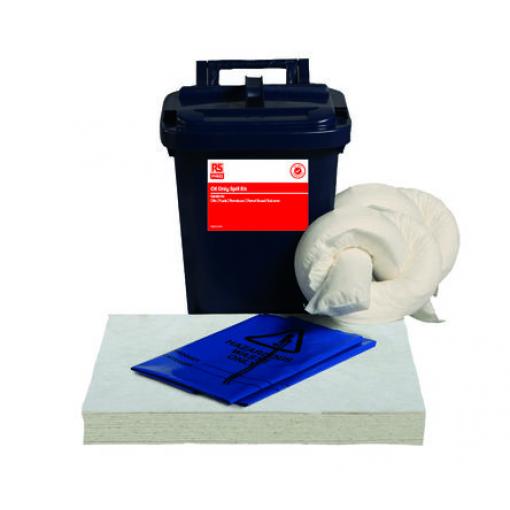 Sada na rozlité kapaliny 25 L, obsah sady: 15 x absorpční podložky na olej, 2 x 1,2m ponožky proti rozlití, 2 x pytle na