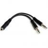 Pomocný kabel délka 130 mm, A: Vnitřní, A: Stereo jack 3,5 mm StarTech.com, B: Vnější, B: 3.5 mm stereo jack x 2, Černá