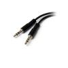 Pomocný kabel délka 130 mm, A: Vnitřní, A: Stereo jack 3,5 mm StarTech.com, B: Vnější, B: 3.5 mm stereo jack x 2, Černá