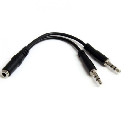 Pomocný kabel délka 130 mm, A: Vnitřní, A: Stereo jack 3,5 mm StarTech.com, B: Vnější, B: 3.5 mm stereo jack x 2, Černá