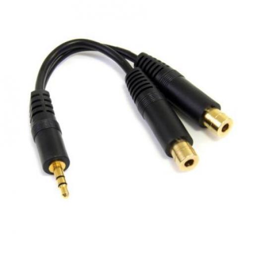 Pomocný kabel délka 150 mm, A: Vnější, A: Stereo jack 3,5 mm StarTech.com, B: Vnitřní, B: 3.5 mm stereo jack x 2, Černá