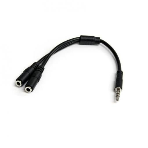 Pomocný kabel délka 200 mm, A: Vnější, A: Stereo jack 3,5 mm StarTech.com, B: Vnitřní, B: 3.5 mm stereo jack x 2, Černá