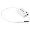 Pomocný kabel délka 150 mm, A: Vnější, A: Stereo jack 3,5 mm StarTech.com, B: Vnitřní, B: 3.5 mm stereo jack x 2, Bílá