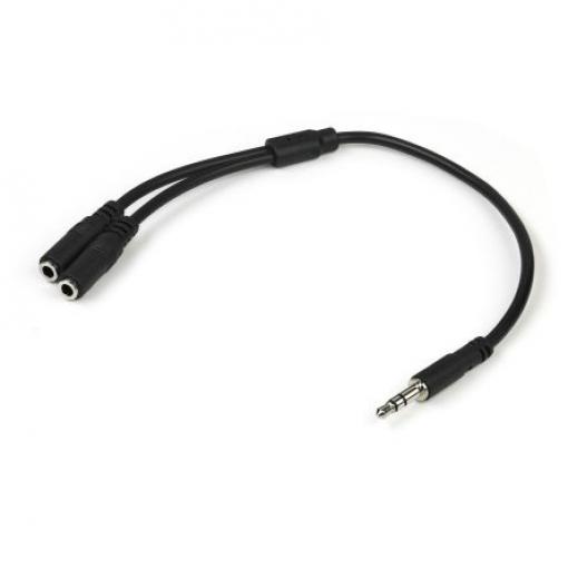 Pomocný kabel délka 200 mm, A: Vnější, A: Stereo jack 3,5 mm StarTech.com, B: Vnitřní, B: 3.5 mm stereo jack x 2, Černá