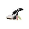 Kabel KVM, A: 2x stereo jack 3,5 mm; DVI-D Dual Link; USB A na 2x stereo jack 3,5 mm; DVI-D Dual Link; USB B 1.8m, Černá