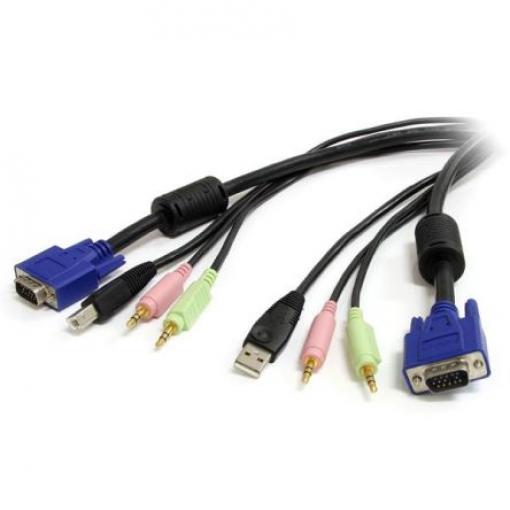 Kabel KVM, A: 2x stereo jack 3,5 mm; USB A; VGA, B: 2x stereo jack 3,5 mm; USB B; VGA 1.8m, Černá