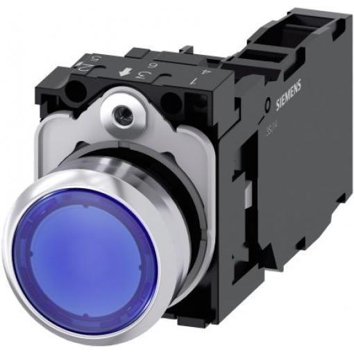 Siemens Tlačítkový spínač, řada: SIRIUS ACT 3SU11 IP66, IP67, IP69K SPST Deska Osvětlené 22 mm Modrá 24 V