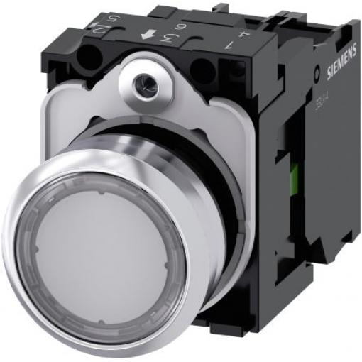Siemens Tlačítkový spínač, řada: SIRIUS ACT 3SU11 IP66, IP67, IP69K SPST Deska Osvětlené 22 mm Čirá 110 V