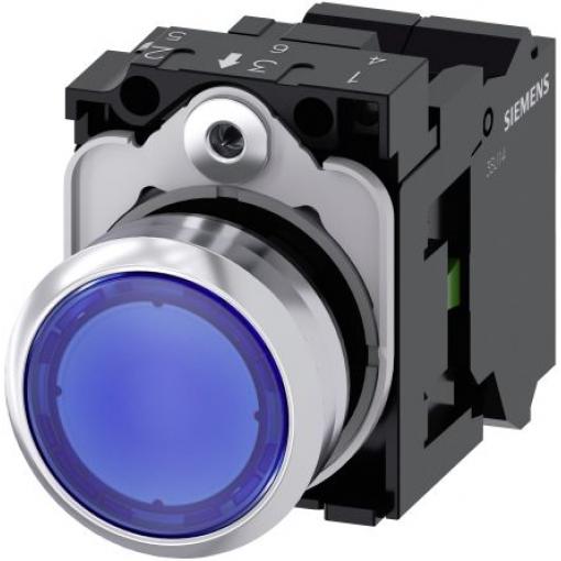 Siemens Tlačítkový spínač, řada: SIRIUS ACT 3SU11 IP66, IP67, IP69K SPST Deska Osvětlené 22 mm Modrá 24 V