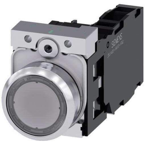 Siemens Tlačítkový spínač, řada: SIRIUS ACT 3SU11 IP66, IP67, IP69K SPST Deska Osvětlené 22 mm Čirá 110 V