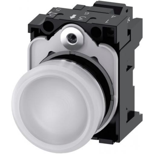 Siemens Indikátor, řada: SIRIUS ACT 3SU11 Montáž do panelu LED Bílá, průměr výřezu: 22 mm IP69, IP20, IP66, IP67 Kulatý