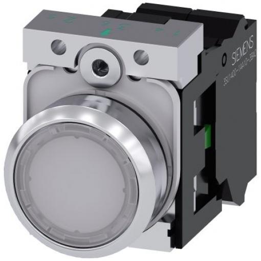 Siemens Tlačítkový spínač, řada: SIRIUS ACT 3SU11 IP66, IP67, IP69K SPST Deska Osvětlené 22 mm Bílá 110 V