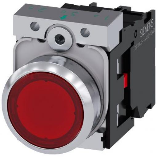 Siemens Tlačítkový spínač, řada: SIRIUS ACT 3SU11 IP66, IP67, IP69K SPST Deska Osvětlené 22 mm Červená 110 V