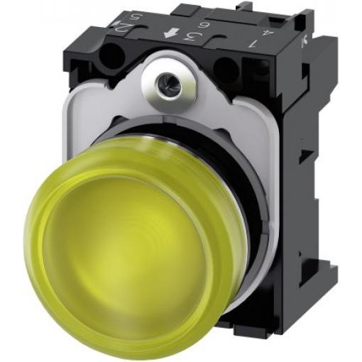 Siemens Indikátor, řada: SIRIUS ACT 3SU11 Montáž do panelu LED Žlutá, průměr výřezu: 22 mm IP67, IP20, IP69, IP66 Kulatý