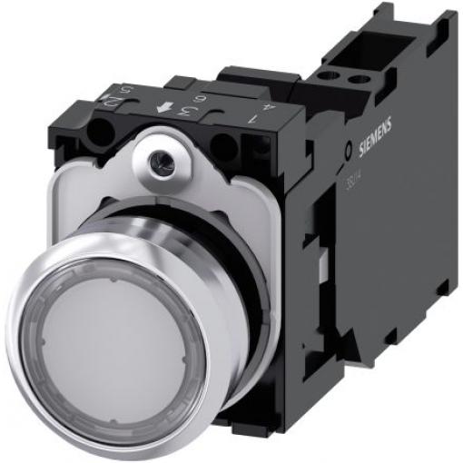 Siemens Tlačítkový spínač, řada: SIRIUS ACT 3SU11 IP66, IP67, IP69K SPST Deska Osvětlené 22 mm Čirá 24 V