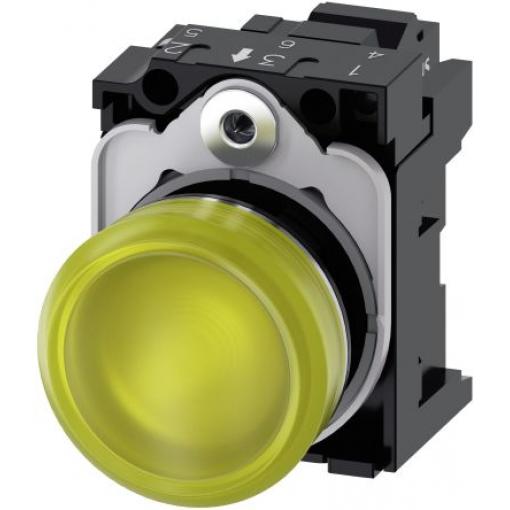 Siemens Indikátor, řada: SIRIUS ACT 3SU11 Montáž do panelu LED Žlutá, průměr výřezu: 22 mm IP67, IP69, IP66, IP20 Kulatý