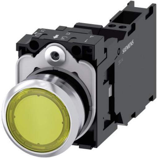 Siemens Tlačítkový spínač, řada: SIRIUS ACT 3SU11 IP66, IP67, IP69K SPST Deska Osvětlené 22 mm Žlutá 24 V