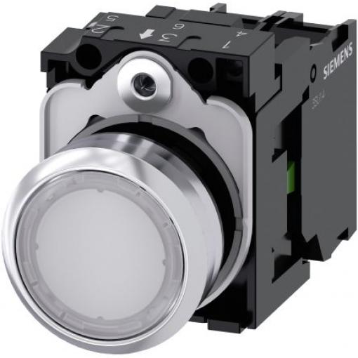 Siemens Tlačítkový spínač, řada: SIRIUS ACT 3SU11 IP66, IP67, IP69K SPST Deska Osvětlené 22 mm Bílá 110 V