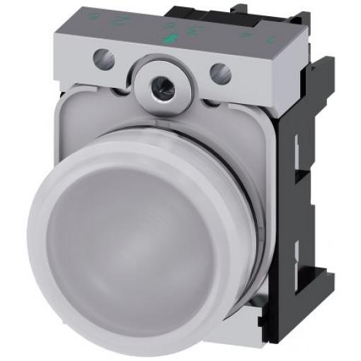 Siemens Indikátor, řada: SIRIUS ACT 3SU11 Montáž do panelu LED Bílá, průměr výřezu: 22 mm IP69, IP20, IP66, IP67 Kulatý