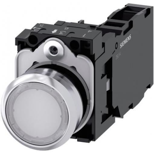 Siemens Tlačítkový spínač, řada: SIRIUS ACT 3SU11 IP66, IP67, IP69K SPST Deska Osvětlené 22 mm Bílá 230 V