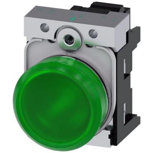 Siemens Indikátor, řada: SIRIUS ACT 3SU11 Montáž do panelu LED Zelená, průměr výřezu: 22 mm IP66, IP67, IP69, IP20