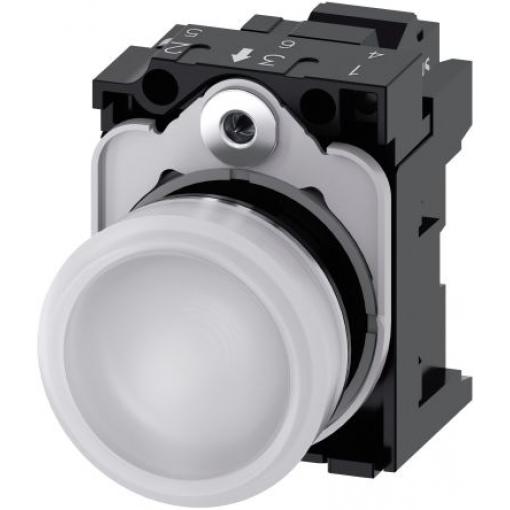 Siemens Indikátor, řada: SIRIUS ACT 3SU11 Montáž do panelu LED Bílá, průměr výřezu: 22 mm IP67, IP66, IP20, IP69 Kulatý