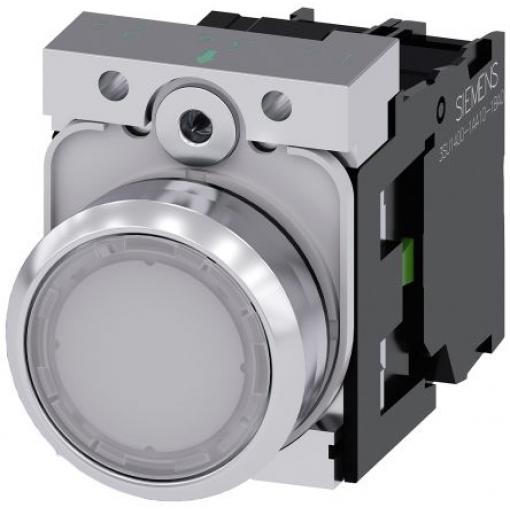 Siemens Tlačítkový spínač, řada: SIRIUS ACT 3SU11 IP66, IP67, IP69K SPST Deska Osvětlené 22 mm Bílá 230 V