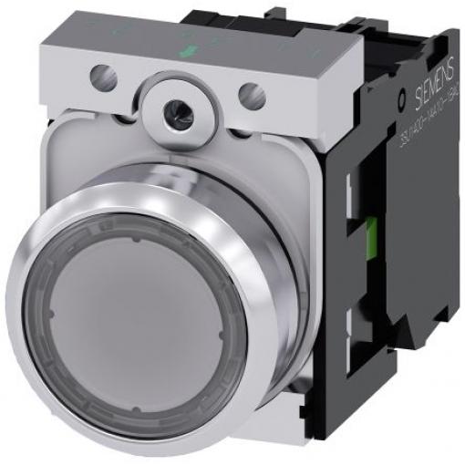 Siemens Tlačítkový spínač, řada: SIRIUS ACT 3SU11 IP66, IP67, IP69K SPST Deska Osvětlené 22 mm Čirá 230 V