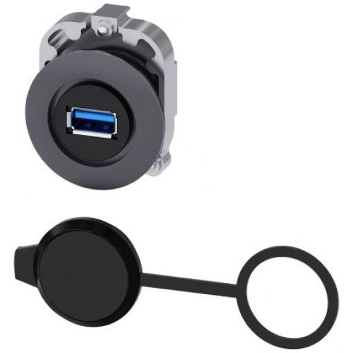 Siemens Konektor USB, řada: SIRIUS ACT Vnitřní, počet portů: 1portový, orientace těla: Rovný, Panel USB 2.0, IP65
