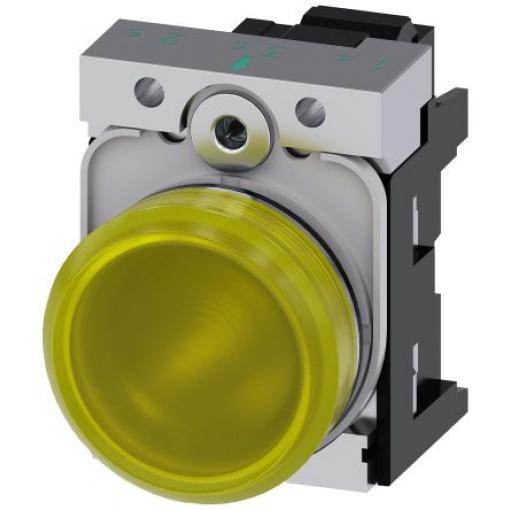 Siemens Indikátor, řada: SIRIUS ACT 3SU11 Montáž do panelu LED Žlutá, průměr výřezu: 22 mm IP20, IP69, IP67, IP66 Kulatý