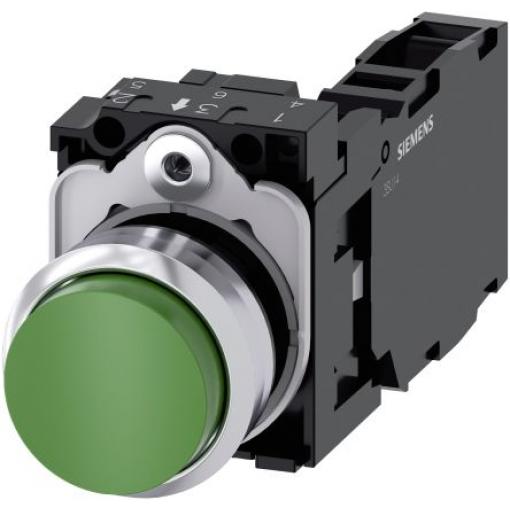 Siemens Tlačítkový spínač, řada: SIRIUS ACT 3SU11 IP66, IP67, IP69K SPST Deska 22 mm Zelená