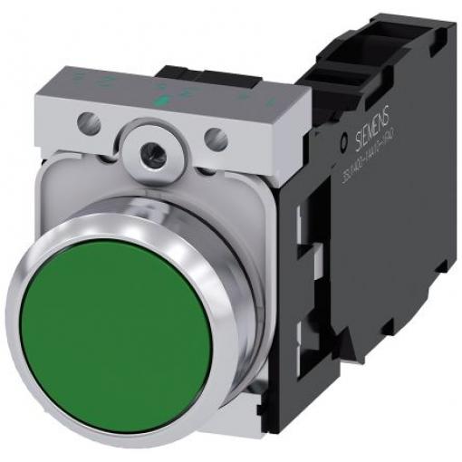 Siemens Tlačítkový spínač, řada: SIRIUS ACT 3SU11 IP66, IP67, IP69K SPST Deska 22 mm Zelená