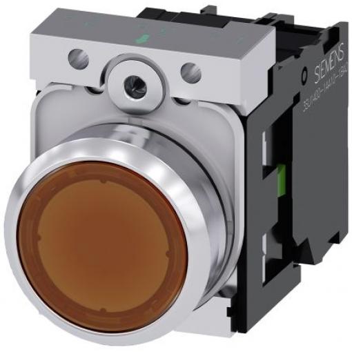 Siemens Tlačítkový spínač, řada: SIRIUS ACT 3SU11 IP66, IP67, IP69K SPST Deska Osvětlené 22 mm Žlutá 24 V