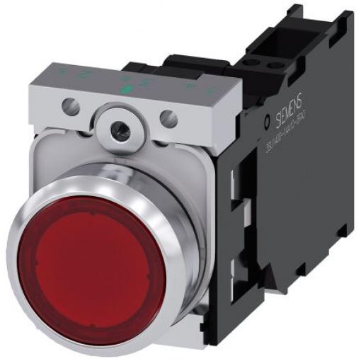 Siemens Tlačítkový spínač, řada: SIRIUS ACT 3SU11 IP66, IP67, IP69K SPST Deska Osvětlené 22 mm Červená 24 V