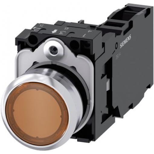 Siemens Tlačítkový spínač, řada: SIRIUS ACT 3SU11 IP66, IP67, IP69K SPST Deska Osvětlené 22 mm Žlutá 24 V
