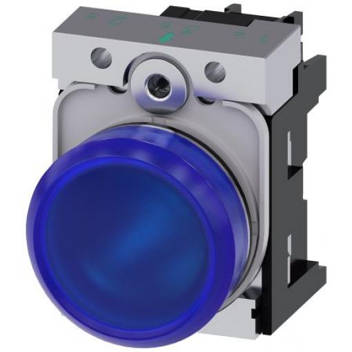 Siemens Indikátor, řada: SIRIUS ACT 3SU11 Montáž do panelu LED Modrá, průměr výřezu: 22 mm IP69, IP66, IP67, IP20 Kulatý