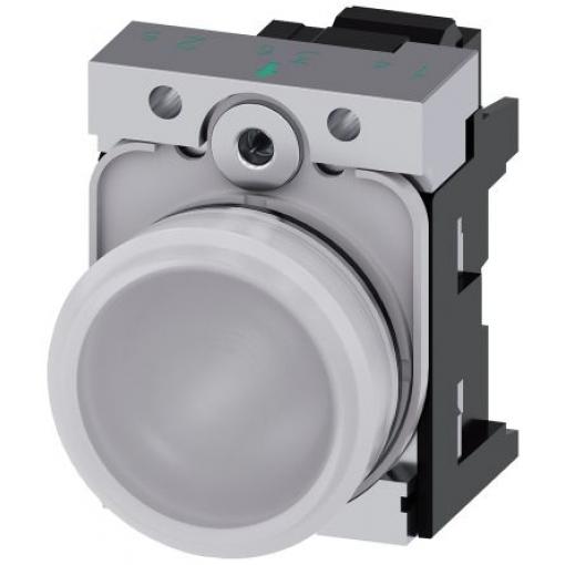 Siemens Indikátor, řada: SIRIUS ACT 3SU11 Montáž do panelu LED Bílá, průměr výřezu: 22 mm IP67, IP20, IP66, IP69 Kulatý