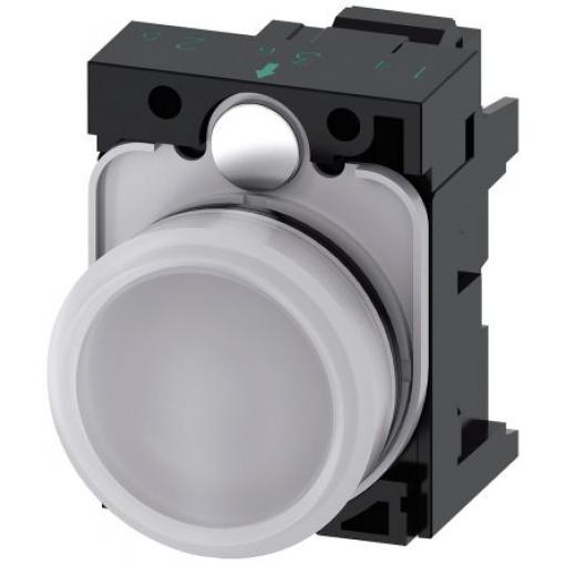 Siemens Indikátor, řada: SIRIUS ACT 3SU11 Montáž do panelu LED Bílá, průměr výřezu: 22 mm IP67, IP20, IP69, IP66 Kulatý