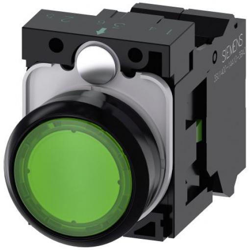Siemens Tlačítkový spínač, řada: SIRIUS ACT 3SU11 IP66, IP67, IP69K SPST Deska Osvětlené 22 mm Zelená 24 V