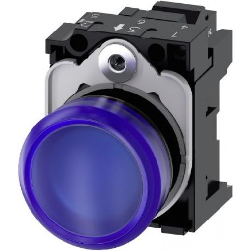 Siemens Indikátor, řada: SIRIUS ACT 3SU11 Montáž do panelu LED Modrá, průměr výřezu: 22 mm IP20, IP66, IP69, IP67 Kulatý