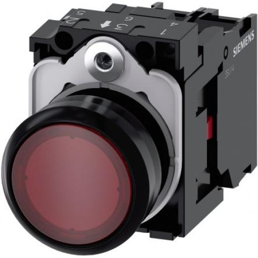 Siemens Tlačítkový spínač, řada: SIRIUS ACT 3SU11 IP66, IP67, IP69K SPST Deska Osvětlené 22 mm Červená 110 V