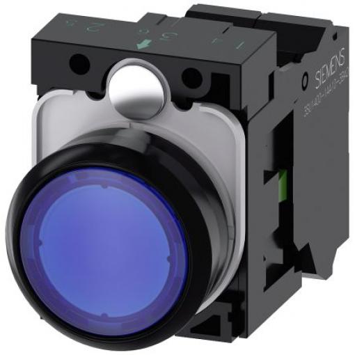 Siemens Tlačítkový spínač, řada: SIRIUS ACT 3SU11 IP66, IP67, IP69K SPST Deska Osvětlené 22 mm Modrá 24 V