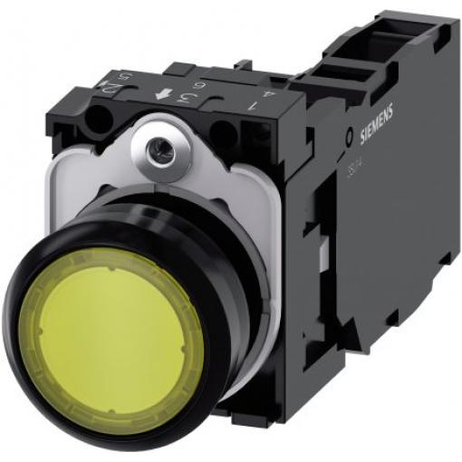 Siemens Tlačítkový spínač, řada: SIRIUS ACT 3SU11 IP66, IP67, IP69K SPST Deska Osvětlené 22 mm Žlutá 110 V