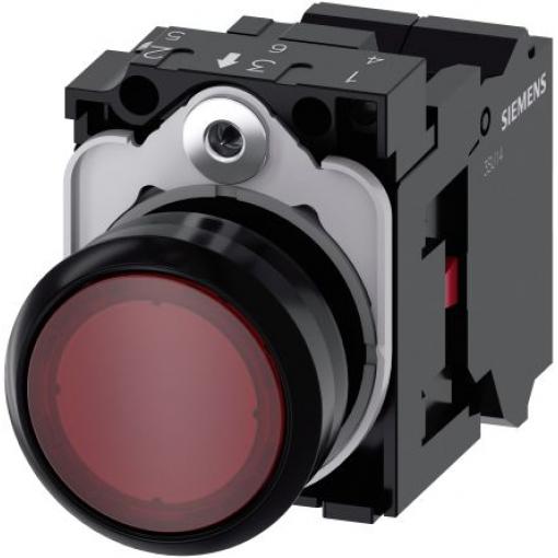 Siemens Tlačítkový spínač, řada: SIRIUS ACT 3SU11 IP66, IP67, IP69K SPST Deska Osvětlené 22 mm Červená 24 V