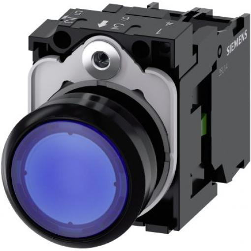 Siemens Tlačítkový spínač, řada: SIRIUS ACT 3SU11 IP66, IP67, IP69K SPST Deska Osvětlené 22 mm Modrá 110 V