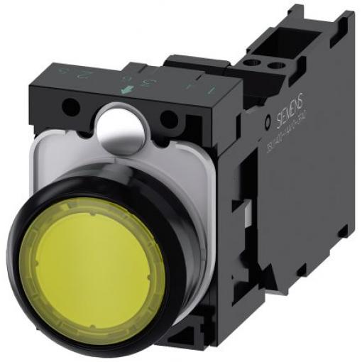 Siemens Tlačítkový spínač, řada: SIRIUS ACT 3SU11 IP66, IP67, IP69K SPST Deska Osvětlené 22 mm Žlutá 110 V