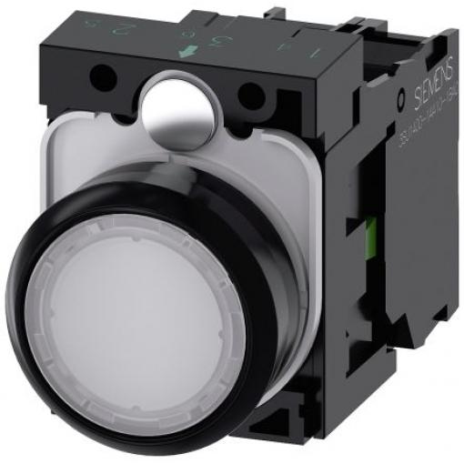 Siemens Tlačítkový spínač, řada: SIRIUS ACT 3SU11 IP66, IP67, IP69K SPST Deska Osvětlené 22 mm Bílá 110 V